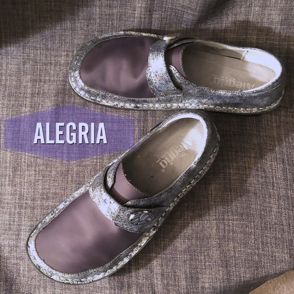 ALEGRIA Womens Neoprene & Leather Clogs